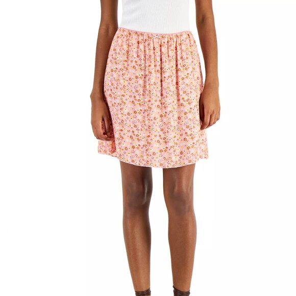 Love, Fire Juniors Picot-Trim Skirt Pink Ditsy Large nwt - Picture 1 of 1